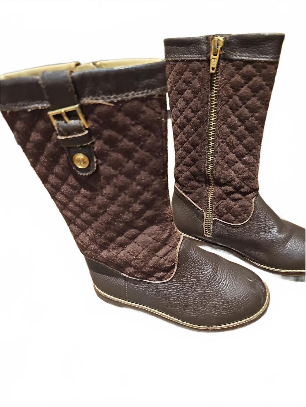 Janie And Jack Quilted Brown Side Zip Boots Size 3/EU 18